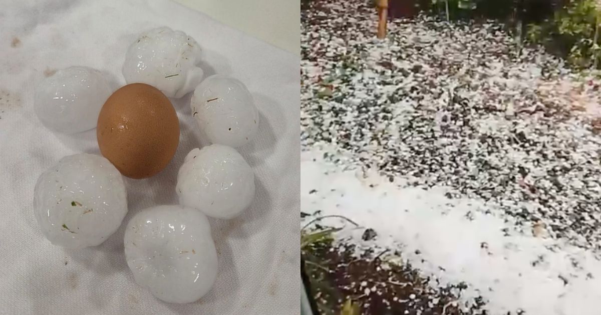 Temporal despeja pedras de granizo do tamanho de ovos de galinha em Seara, no Oeste de SC
